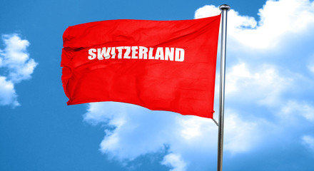 switerzland, 3D rendering, a red waving flag
