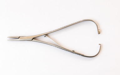 surgical instruments and tools including , forceps and tweezers White background