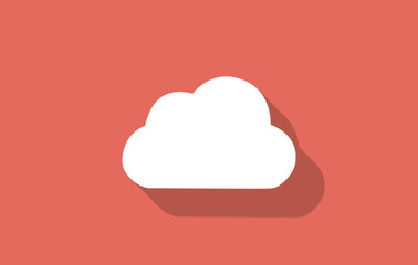 Cloud icon flat vector illustration with long shadow