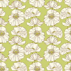 Seamless pattern with poppies. Floral background