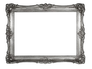 Silver picture frame isolated on white background