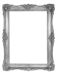 Silver picture frame isolated on white background