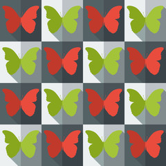 Flat style seamless pattern with butterflies