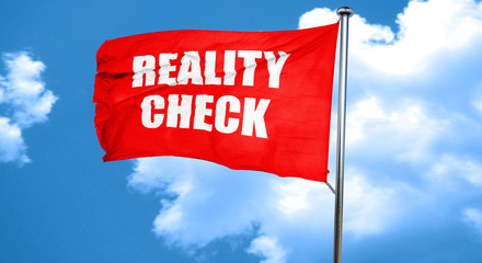 reality check, 3D rendering, a red waving flag
