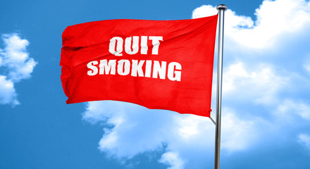 quit smoking, 3D rendering, a red waving flag