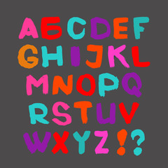 Colorful English alphabet on a gray background. Vector illustration.