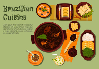 Brazilian dinner with feijoada stew flat icon