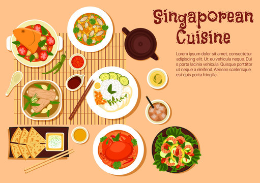 Fresh singaporean seafood dinner flat icon