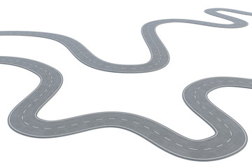 Side winding roads with white markings. 3d illustration