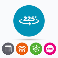 Angle 225 degrees sign icon. Geometry math symbol