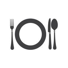 fork, knife, spoon and plate