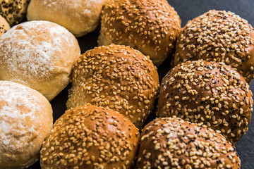 Artisan bakery buns and rolls