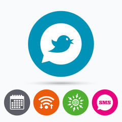 Bird sign icon. Social media symbol.