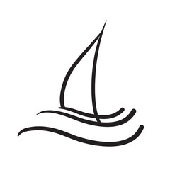 Yacht icon, symbol hand-drawn illustration.