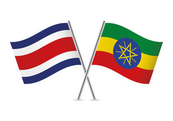 Costa Rican and Ethiopian flags. Vector illustration.