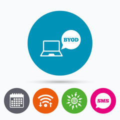 Fototapeta premium BYOD sign icon. Bring your own device symbol.