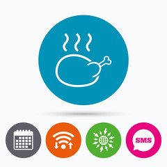 Chicken sign icon. Hen bird meat symbol.