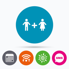 Couple sign icon. Male plus female. Lovers.