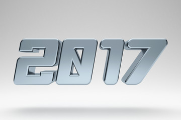 2017 metallic text 3d render calendar background