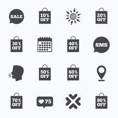 Sale discounts icons. Special offer signs.