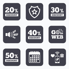 Sale discount icons. Special offer price signs.