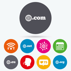 Top-level domains signs. Com, Eu, Net and Org.