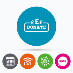 Donate sign icon. Pounds gbp symbol.