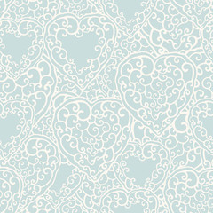 Seamless pattern with doodle hearts