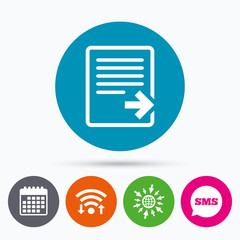 Export file icon. File document symbol.