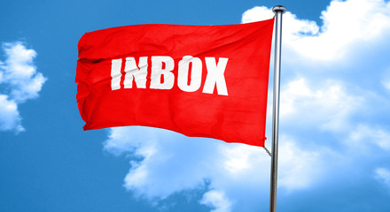 inbox, 3D rendering, a red waving flag