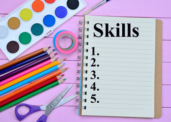 Skills word on notebook
