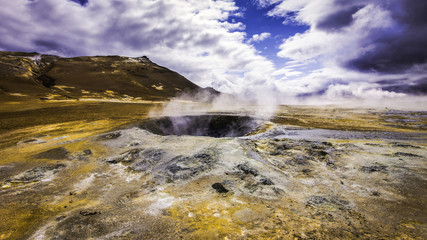 Hot volcanic geothermal area, Namafjall Hverir, Iceland