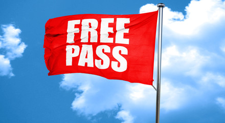 free pass, 3D rendering, a red waving flag