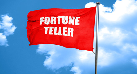 fortune teller, 3D rendering, a red waving flag