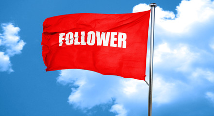 follower, 3D rendering, a red waving flag
