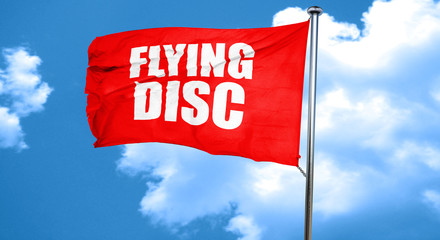 flying disc, 3D rendering, a red waving flag