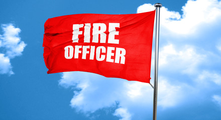 fire officer, 3D rendering, a red waving flag