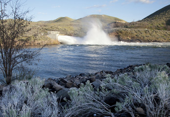 Spring water release from Lucky Peak Dam near Boise, Idaho, 2016