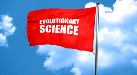 evolutionary science, 3D rendering, a red waving flag