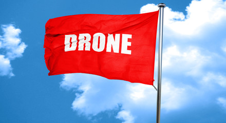 drone, 3D rendering, a red waving flag