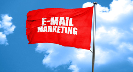 email marketing, 3D rendering, a red waving flag