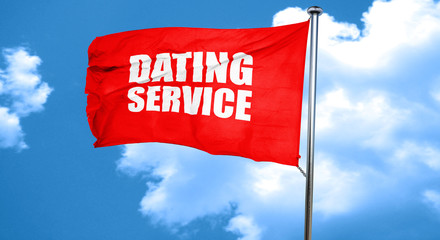 dating service, 3D rendering, a red waving flag