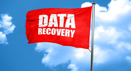 data recovery, 3D rendering, a red waving flag