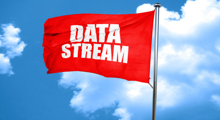 data stream, 3D rendering, a red waving flag