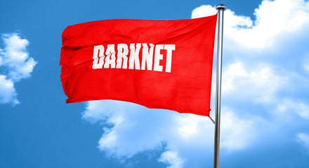 Darknet internet background, 3D rendering, a red waving flag