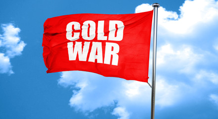 cold war, 3D rendering, a red waving flag