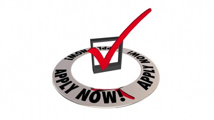 Apply Now Check Mark Box Application Words 3d Animation