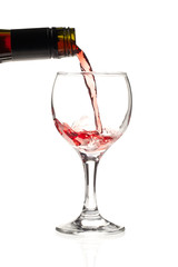 red wine into the wine glass