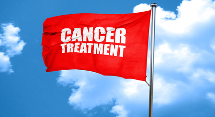 cancer treatment, 3D rendering, a red waving flag