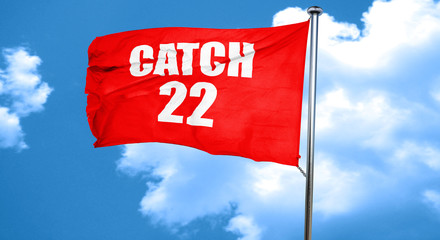 catch, 3D rendering, a red waving flag